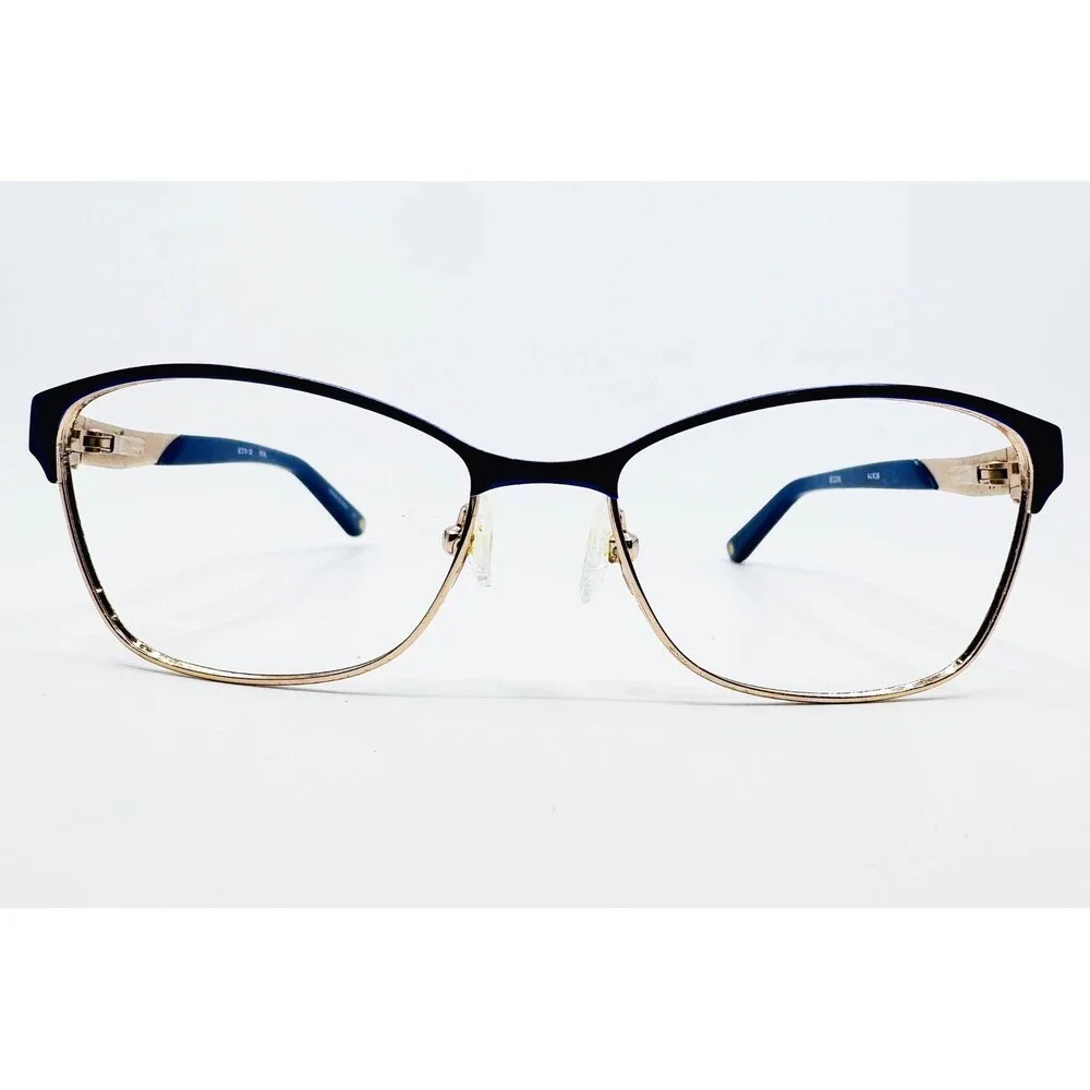 Bulova Eyeglass Frames Womens Blue Gold Royal Nairobi Cat Eye 52-15-135